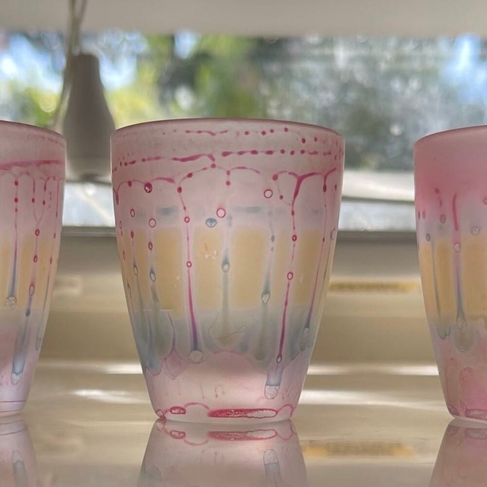 Set of 3 handpainted shot glasses made in France